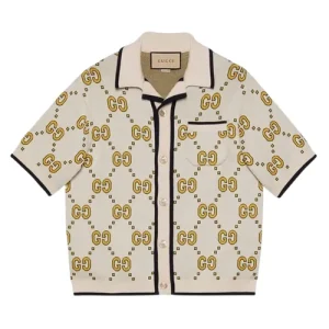 Gucci Áo Polo Nam Gucci GG Cotton Bowling 740562 XKC6C 9878 Màu Kem Size S