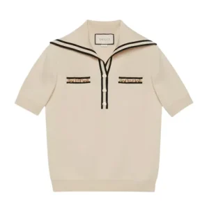 Gucci Áo Polo Nữ Gucci With Contrast Trim In While - 649844 XKBNZ 9087 Màu Kem Size S
